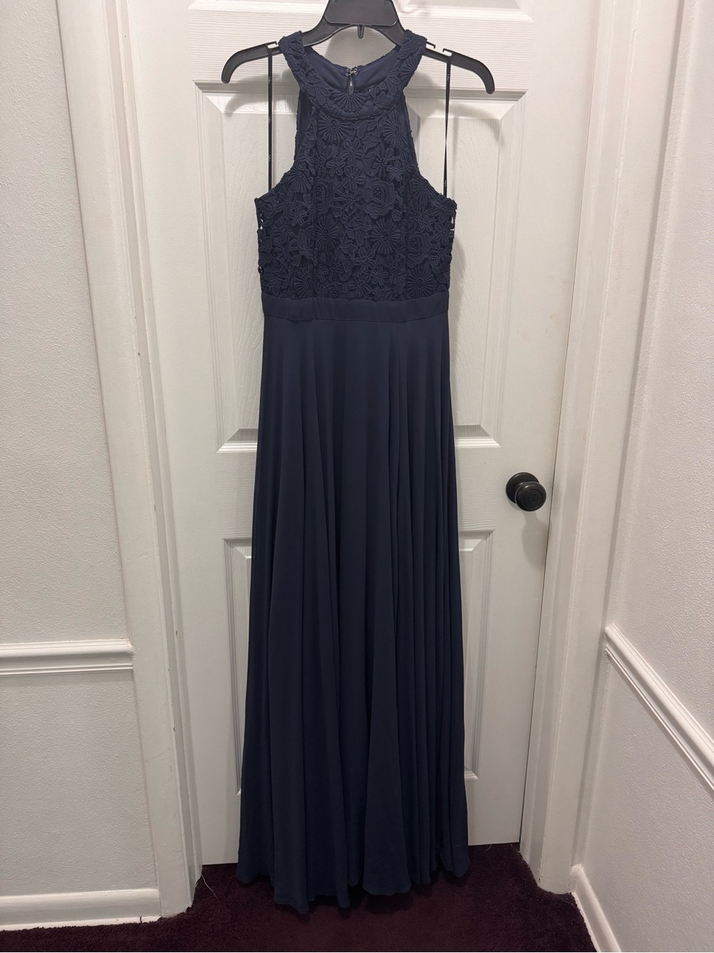 Lulu's Navy Floral Lace Halter Maxi Dress